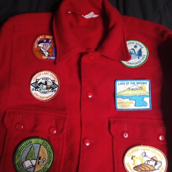 Vintage Boy Scouts America Official Jacket Shacket Wool Patches - Picture 3 of 8